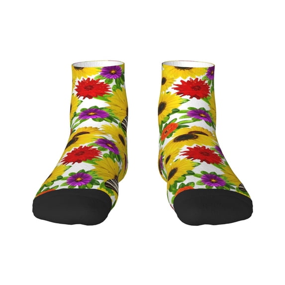 Naloa Tiger Swallowtail On Flowers Ankle Socks for Women Non Slip Socks No Show Socks Classic Low Cut Casual Socks Casual Socks