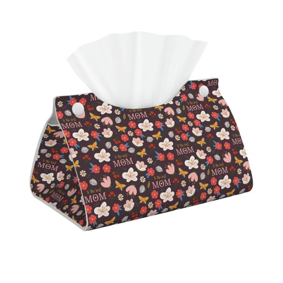 Naloa To The Best Mom Print Leather Tissue Box Cover Rectangle | Long Tissue Box Cover | Tissue Box Holder | Tissue Holder for Bathroom