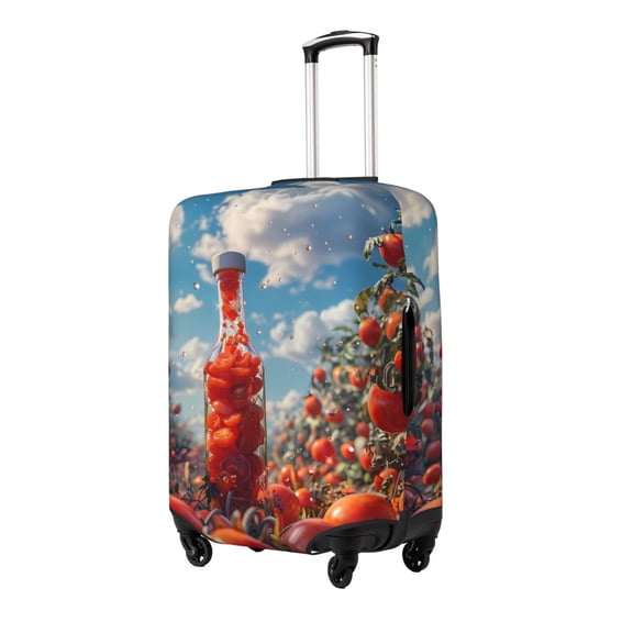 Naloa Tomato Field Bottle Elastic Suitcase Protector, Travel Suitcase Protector Cover Fits 18-32in Suitcase(No luggage included)-Small