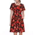thumbnail image 1 of Naloa Tomato Print Womens Summer A-Line Dress with Pockets,Short Sleeve Dresses,Flowy Beach Swing Dress for Vacation Travel, 1 of 6