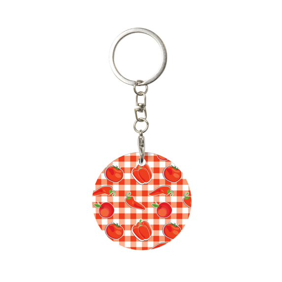 Naloa Tomatoes And Chili Print Round Keychain Keychain Key Ring, Key Tag, Key Chain Bulk for Gift Accessories (Round)