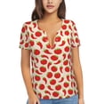 thumbnail image 1 of Naloa Tomatoes And Chili Print T-Shirts Short Sleeve V Neck Tees for Women Fashion Tops Trendy Lightweight Soft Casual Summer Outfits Clothes, 1 of 5