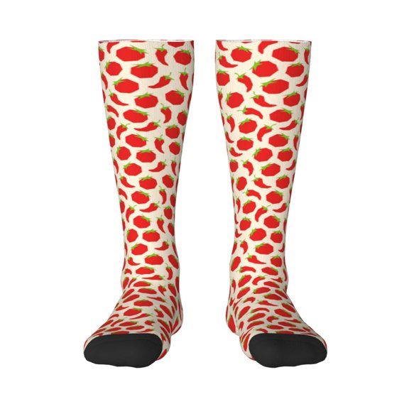 Naloa Tomatoes And Chili Thigh High Socks Extra Long Stretchy Sock Women Over Knee High Opaque Stocking Daily Wear
