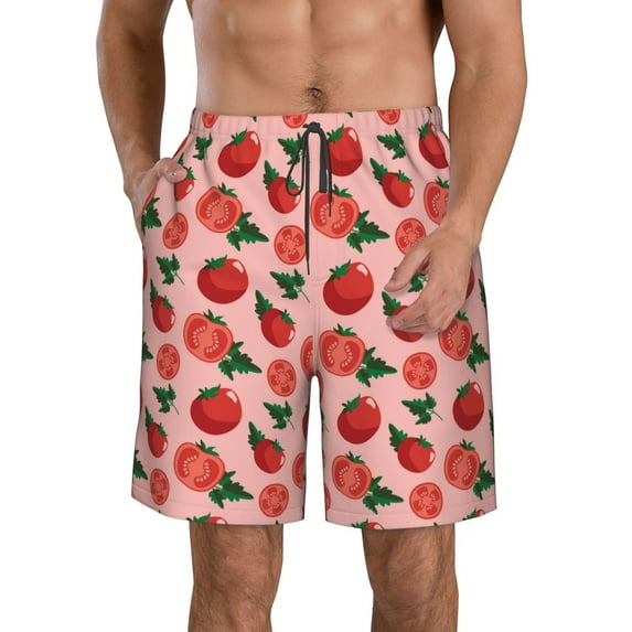 Naloa Tomatoes Men's Beach Shorts, Surfing shorts, Swim trunks, Quick Dry Swim Trunks for Surfing Beach Fun - 3X-Large