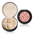 thumbnail image 1 of Naloa Tomatoes Round Jewelry Box, Travel Jewelry Organizer, 3.9 x 3.9 x 2in Jewelry Storage Box for Women-Black, 1 of 7