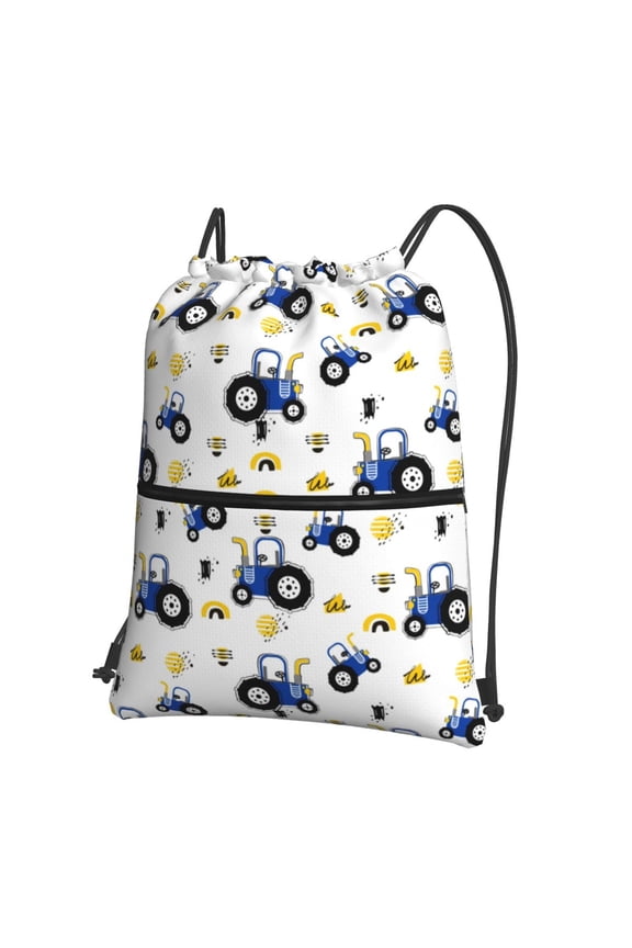 Tractor And Vehicle Drawstring Backpack String Bag Cinch Water Resistant for Gym Shopping Sport Yoga