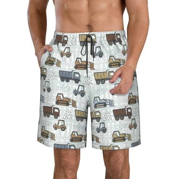 Naloa Tractor and Dumper Men's Beach Shorts, Surfing shorts, Swim trunks, Quick Dry Swim Trunks for Surfing Beach Fun - XX-Large