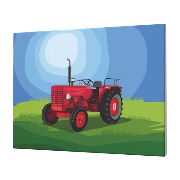 Naloa Tractor on farming land Print Canvas Picture,Wall Pictures, Modern Decorative Poster,Art Prints for Bedroom, Toilet, 40 x 30 cm, Built-in Wooden Frame