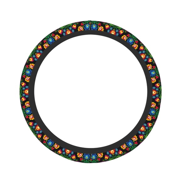 Naloa Traditional Floral Polish Elastic Steering Wheel Cover, Auto Steering Wheel Cover – 15 Inch , Comfortable Grip, Fit Suvs,Vans Cars,Trucks