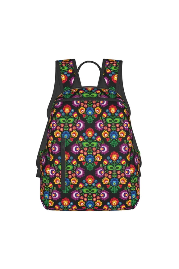 Traditional Floral Polish Print Lightweight DayBackpack Suitable for school, work, shopping, travel, etc.