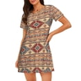thumbnail image 1 of Naloa Traditional Tribal Aztec Print Women Nightgowns,Womens Loungewear,Short Sleeve Sleepwear,Comfy Ladies Nightdress, 1 of 6