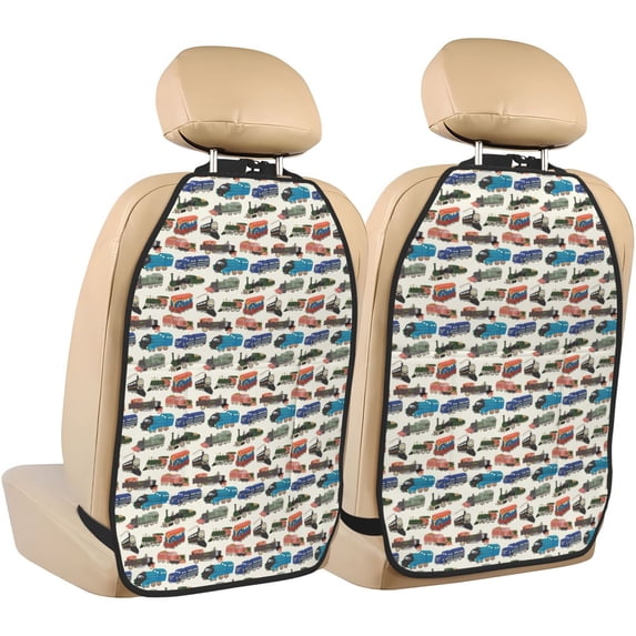 Naloa Train 2Pcs Anti-Kick Back Seat Cover Kick Mat, Car Seat Protector with 3 Storage Pockets