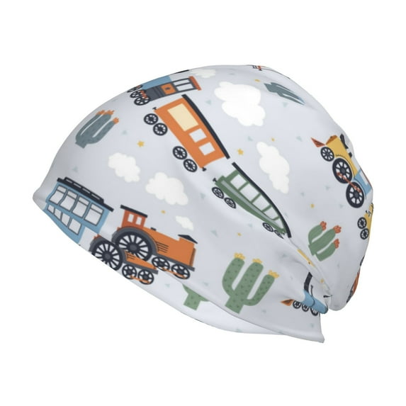 Naloa Trains And Cactuse Beanie for Men Women Knitted Unisex Winter Hat Beanies Cap Knit Cuffed Beanies Hats