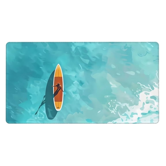 Naloa Tranquil Ocean Canoe Journey Gaming Mouse Pad Large Mouse Mat Long Extended Desk Pad Non-Slip Rubber Mice Pads Stitched Edges Thin Pad (16x29.5 Inch)
