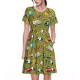 thumbnail image 1 of Naloa Transportation Prints Print Womens Summer A-Line Dress with Pockets,Short Sleeve Dresses,Flowy Beach Swing Dress for Vacation Travel, 1 of 6