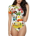 thumbnail image 1 of Naloa Transports with Animals Women's Short-Sleeved Onesie, One-Piece Swimsuit for Parties, dates, clubs - Small, 1 of 9