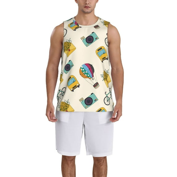Naloa Travel Elements Basketball Jersey Reversible Men's Mesh Athletic Sports Shirts Training Practice S-4XLSmall
