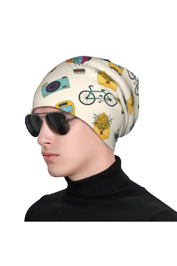 Travel Elements Soft Beanie Hat, Knit Beanie Daily Beanie in Fine Knit for Women Men Winter Travel, Outdoor