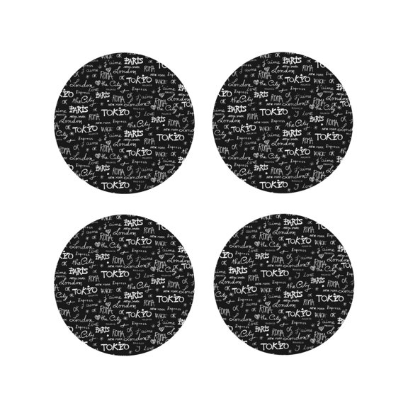 Naloa Travel The World Leather Coasters for Drinks, Durable Drink Coasters 4 Set for Tabletop Protection, Luxurious Home Décor and Housewarming Gift ( {designName})Round Shape