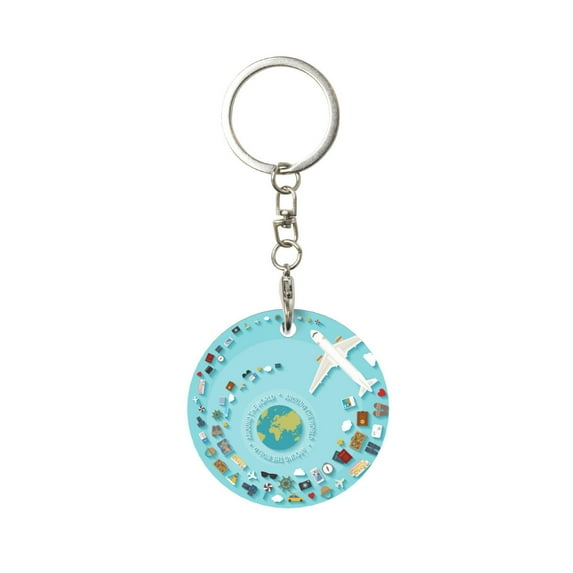 Naloa Travelling on Airplane Print Round Keychain Keychain Key Ring, Key Tag, Key Chain Bulk for Gift Accessories (Round)