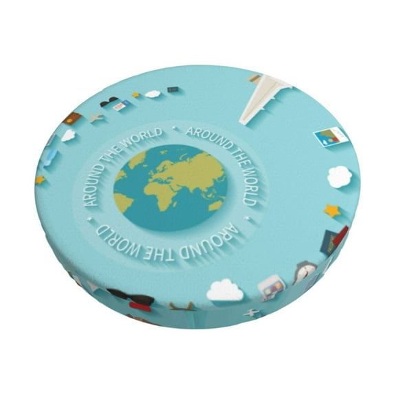 Naloa Travelling on Airplane Round Bar Stool Cushion Cover 12-14 inch, Fits Kitchen, Office, Restaurant Chairs - 12 inch