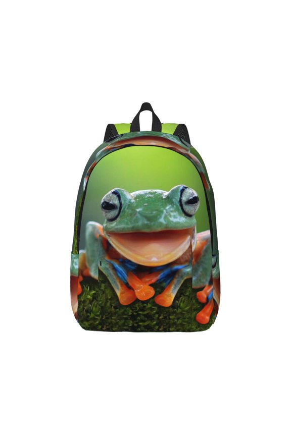 Tree Frog Canvas Backpack for Men Women Rucksack Casual Travel Daypack College Tote Satchel Bookbag for Teens-Small