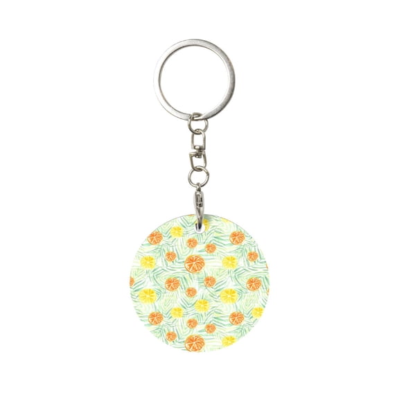 Naloa Tree Palms Lemon Print Round Keychain Keychain Key Ring, Key Tag, Key Chain Bulk for Gift Accessories (Round)