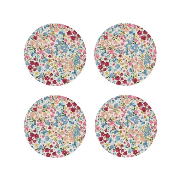 Naloa Trendy Floral Design Leather Coasters for Drinks, Durable Drink Coasters 4 Set for Tabletop Protection, Luxurious Home Décor and Housewarming Gift ( {designName})Round Shape
