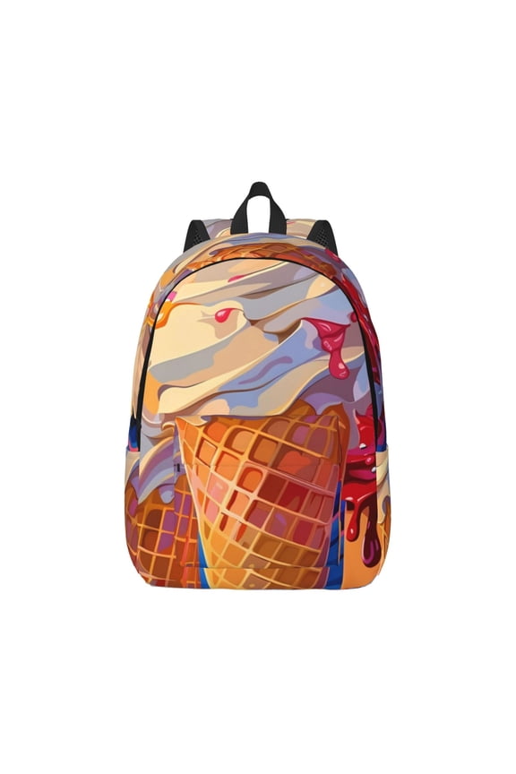 Trio Of Dripping Cones Canvas Backpack for Men Women Rucksack Casual Travel Daypack College Tote Satchel Bookbag for Teens-Small