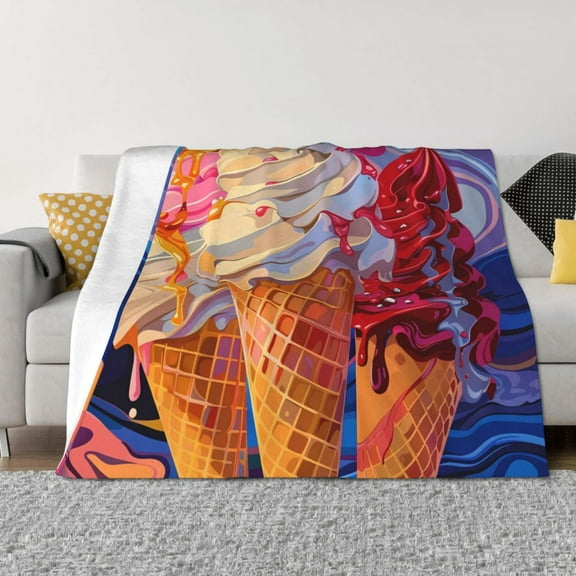 Naloa Trio Of Dripping Cones Flannel Fleece Throw Blanket for Bed Couch, Thick Blanket - All Seasons Suitable for Women, Men and Kids-50"x40"