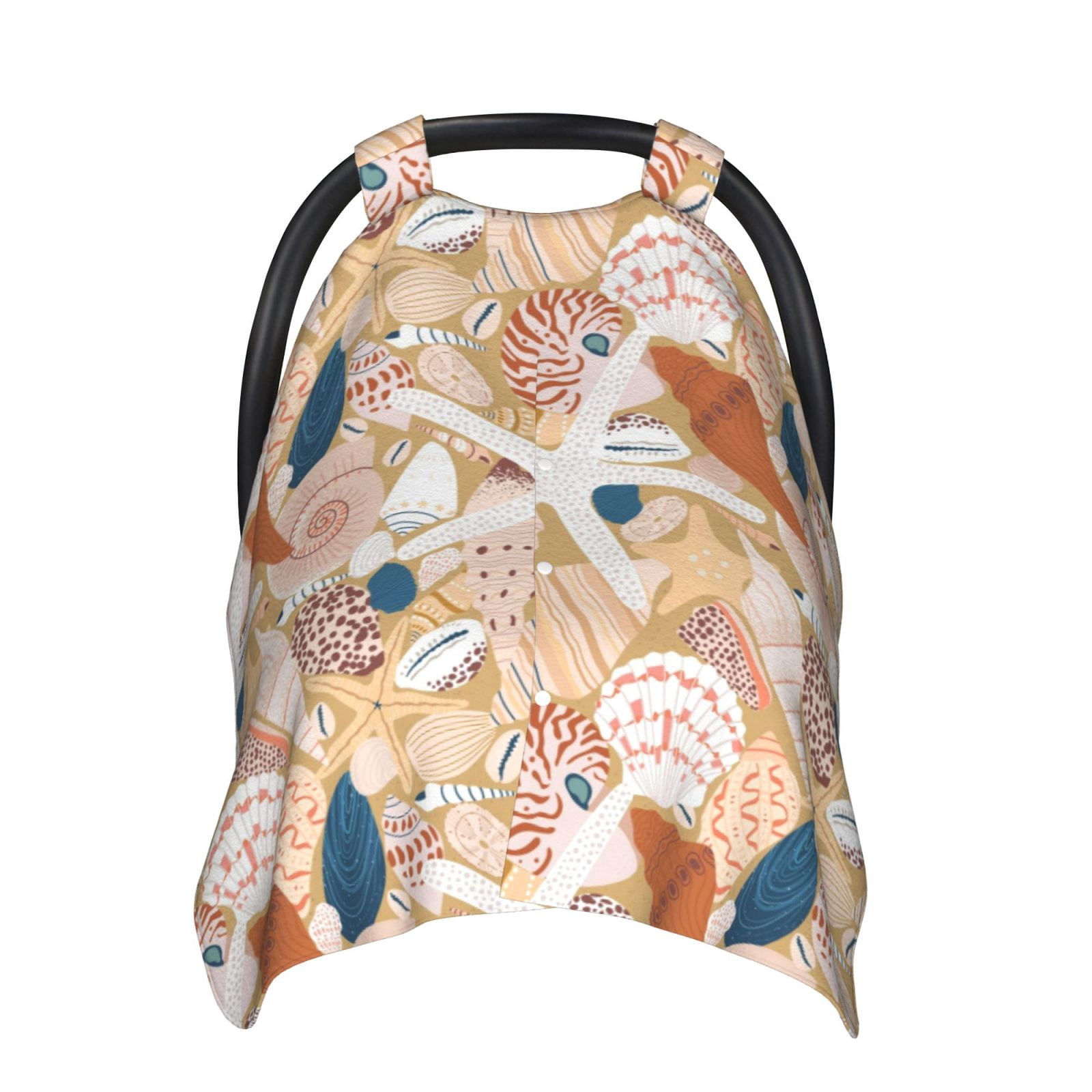 Naloa Tropical Beach Sea Shell Baby Car Seat Cover, Breathable Baby Carrier Cover, Multiuse Baby Carrier Cover & Nursing Breastfeeding Cover