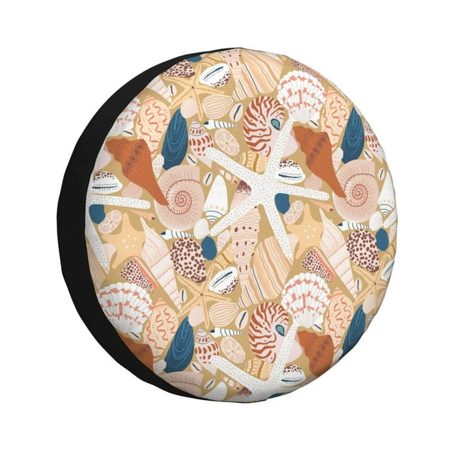 Naloa Tropical Beach Sea Shell PVC Leather Spare Tire Wheel Cover for