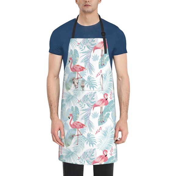 Naloa Tropical Flamingo Apron Kitchen Aprons with Pockets for Women Men Chef