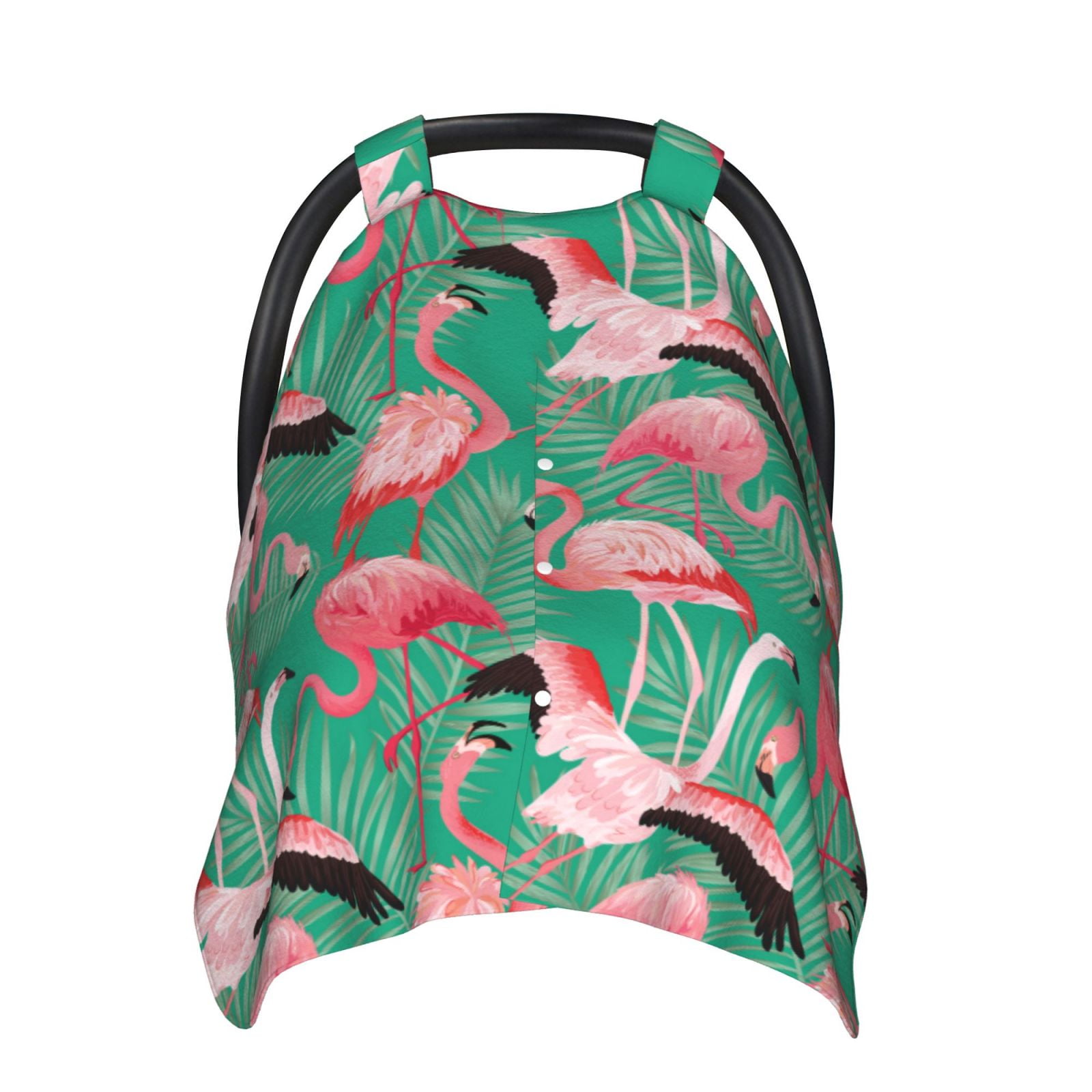 Naloa Tropical Flamingo Baby Car Seat Cover, Breathable Baby Carrier Cover, Multiuse Baby Carrier Cover & Nursing Breastfeeding Cover