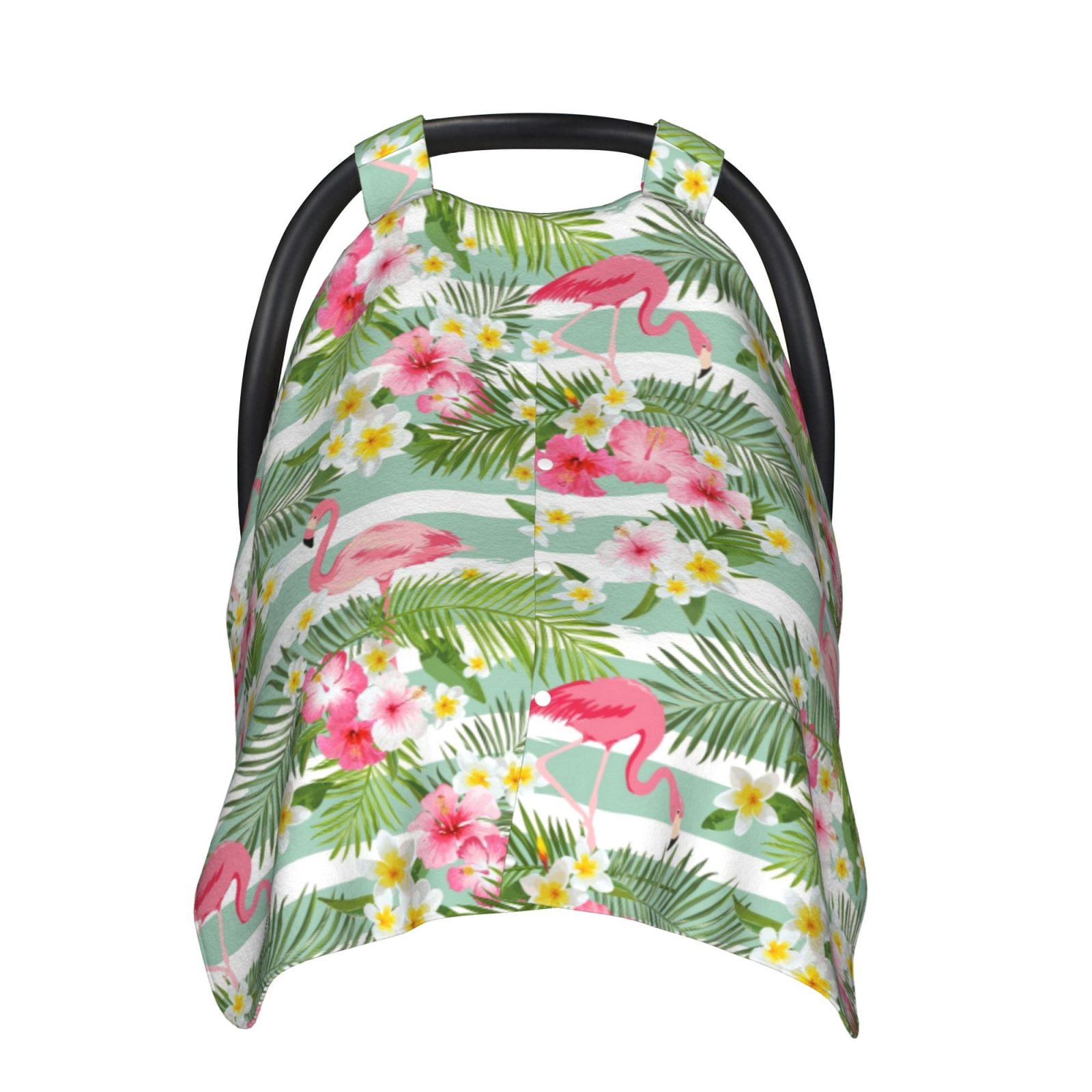 Naloa Tropical Flamingo Baby Car Seat Cover, Breathable Baby Carrier Cover, Multiuse Baby Carrier Cover & Nursing Breastfeeding Cover