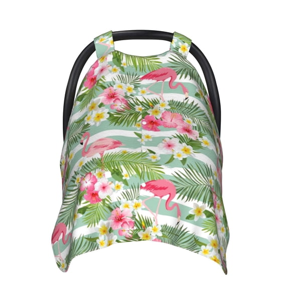 Naloa Tropical Flamingo Baby Car Seat Cover, Breathable Baby Carrier Cover, Multiuse Baby Carrier Cover & Nursing Breastfeeding Cover