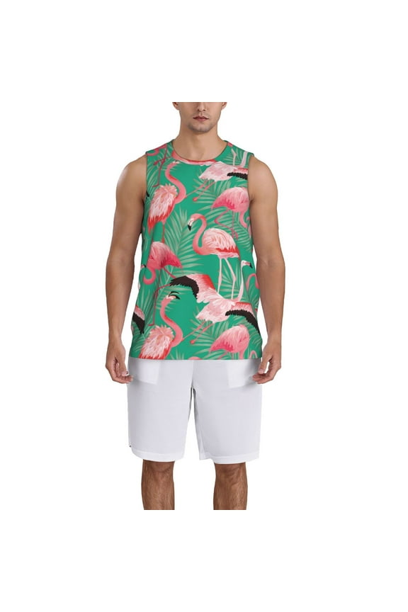 Tropical Flamingo Basketball Jersey Reversible Men's Mesh Athletic Sports Shirts Training Practice S-4XLLarge