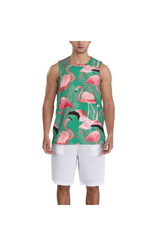 Tropical Flamingo Basketball Jersey Reversible Men's Mesh Athletic Sports Shirts Training Practice S-4XLX-Large