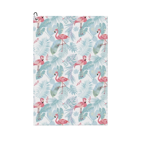 Naloa Tropical Flamingo Golf Towel Golf Gift for Men and Women Golf Towel with Carabiner Clip to Quickly Remove Mud, Dirt and Sweat