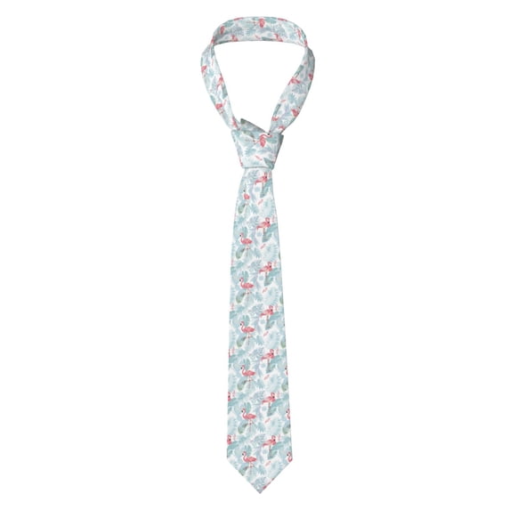 Naloa Tropical Flamingo Print Solid Color Tie Formal Necktie for Men，Suitable for business, daily life, work