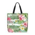 thumbnail image 1 of Naloa Tropical Flamingo Tote Bag for Women, Foldable Tote Bag With Zipper, Large Shoulder Bag, Top Handle Handbag for Travel, Work, Shopping, 1 of 9
