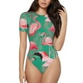 thumbnail image 1 of Naloa Tropical Flamingo Women's Short-Sleeved Onesie, One-Piece Swimsuit for Parties, dates, clubs - XX-Large, 1 of 9