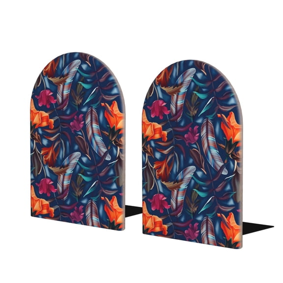 Naloa Tropical Flower 2 Pcs Bookend Large Capacity Office Book Ends for Home Office Library School Study Decoration