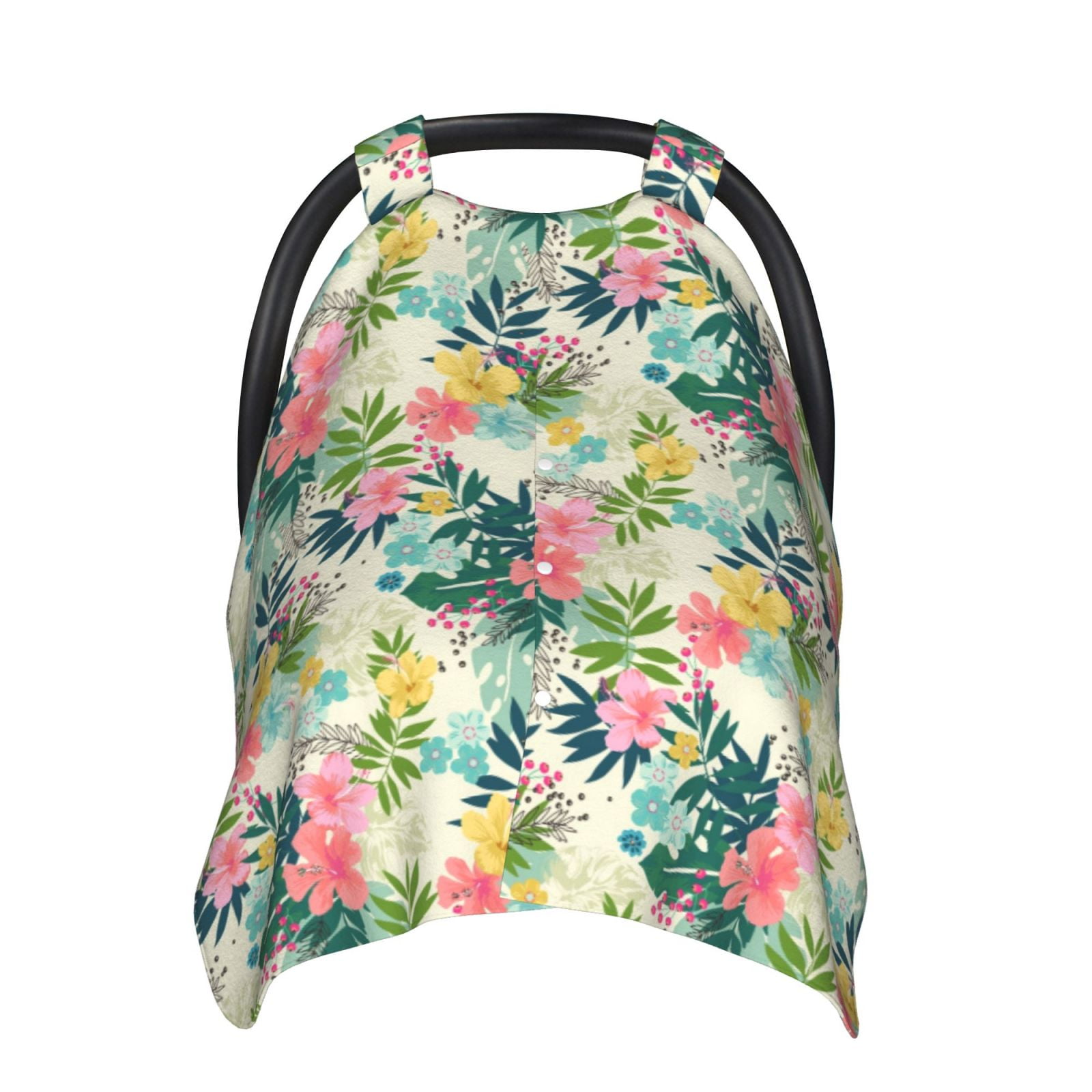Naloa Tropical Flowers Baby Car Seat Cover, Breathable Baby Carrier Cover, Multiuse Baby Carrier Cover & Nursing Breastfeeding Cover