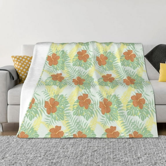 Naloa Tropical Flowers Flannel Blankets - Thick and Warm Blanket for Winter, Soft Fuzzy Plush King Blanket for All Seasons80"x60"