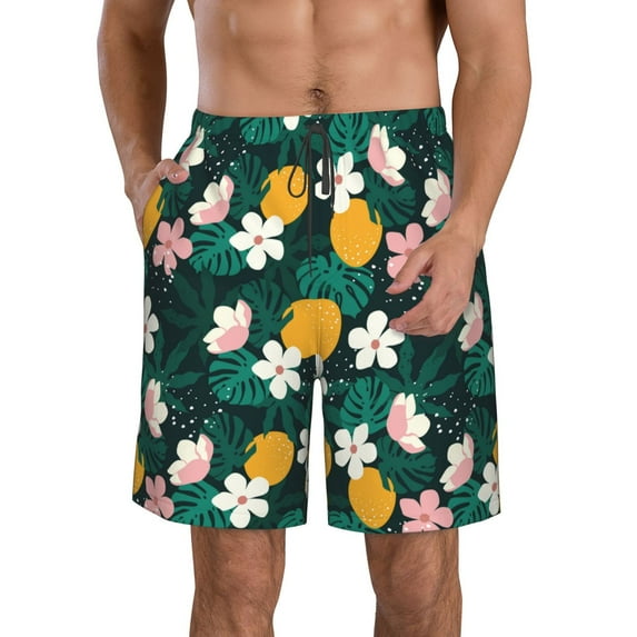Naloa Tropical Fruit Men's Beach Shorts, Surfing shorts, Swim trunks, Quick Dry Swim Trunks for Surfing Beach Fun - Large