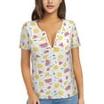 thumbnail image 1 of Naloa Tropical Fruit Print T-Shirts Short Sleeve V Neck Tees for Women Fashion Tops Trendy Lightweight Soft Casual Summer Outfits Clothes, 1 of 5