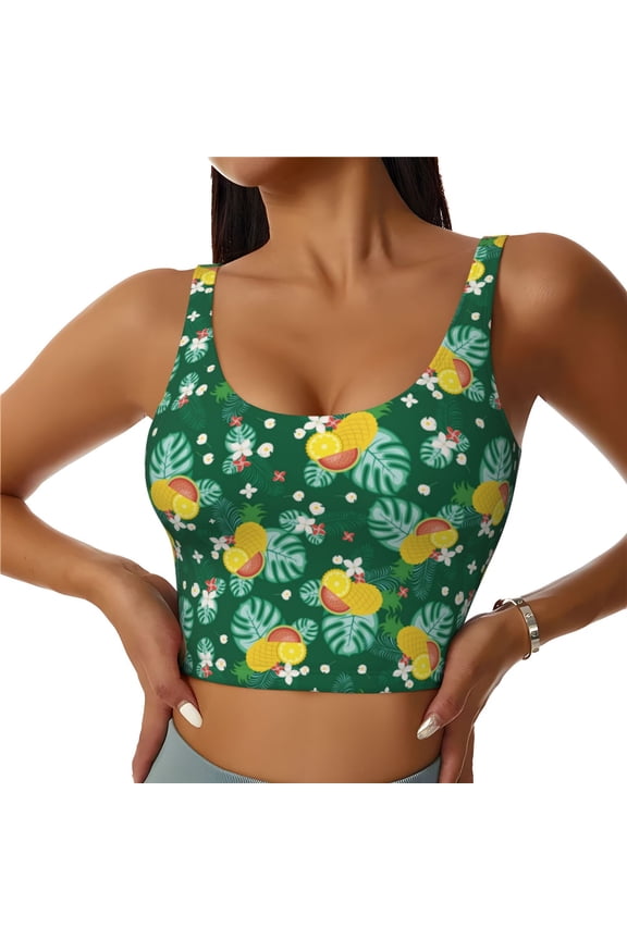 Tropical Fruit Sports Bras for Women, High Support Bra with Removable Pads, Comfortable - Small