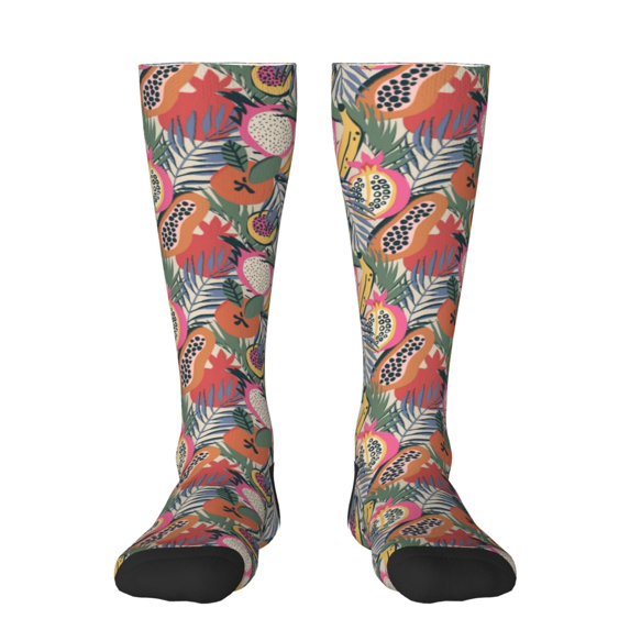 Naloa Tropical Fruit Thigh High Socks Extra Long Stretchy Sock Women Over Knee High Opaque Stocking Daily Wear