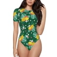 thumbnail image 1 of Naloa Tropical Fruit Women's Short-Sleeved Onesie, One-Piece Swimsuit for Parties, dates, clubs - Large, 1 of 9